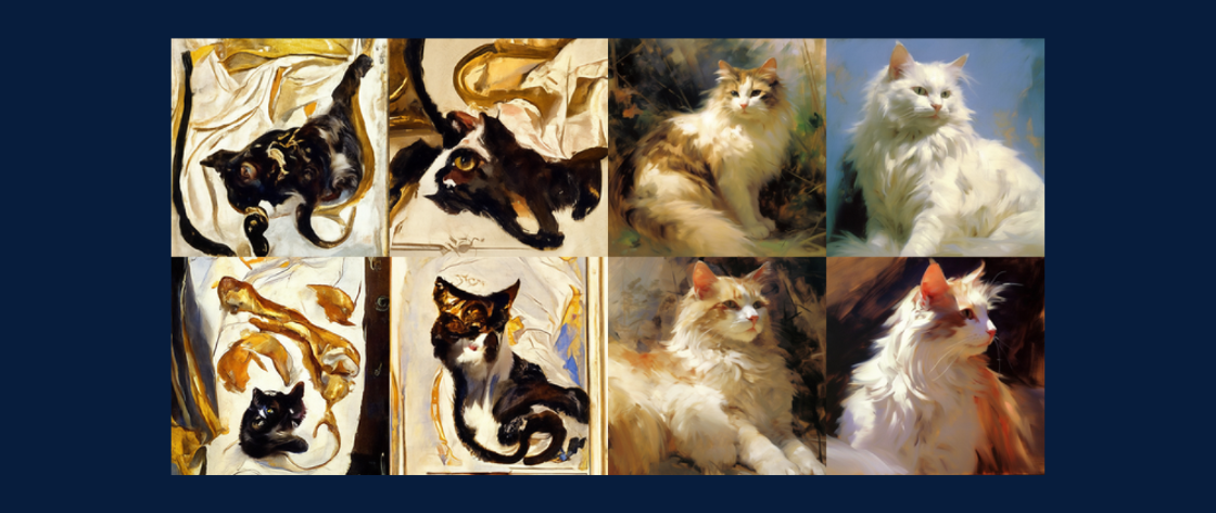 Midjourney composition of cat portraits - screenshot
