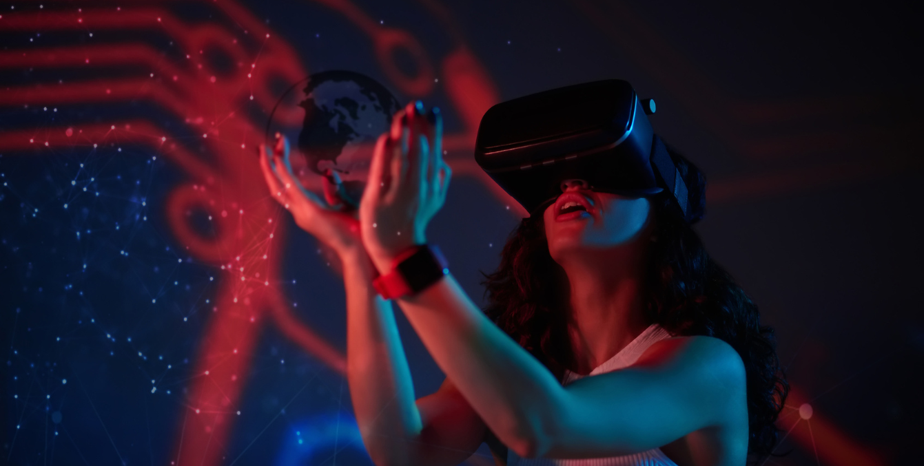 Image of person using a virtual reality (VR) head set